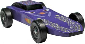 Example of a completed Comet pinewood derby car