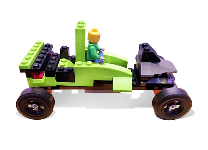 LEGO Pinewood Derby Car with driver