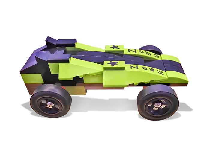 Lime and black LEGO pinewood derby car 