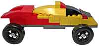 Example of a completed LEGO pinewood derby car.