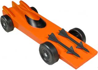 Orange Nomad Pinewood Derby Car