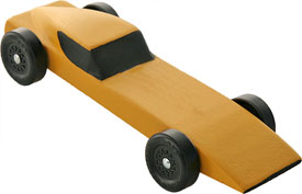 Example of a completed Stingray pinewood derby  car
