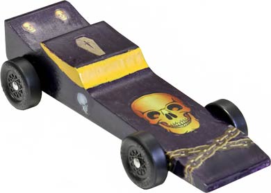 Example of a completed Vampire pinewood derby car
